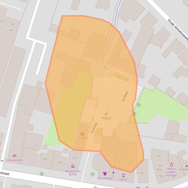 Kaart van postcodegebied 7622CG.