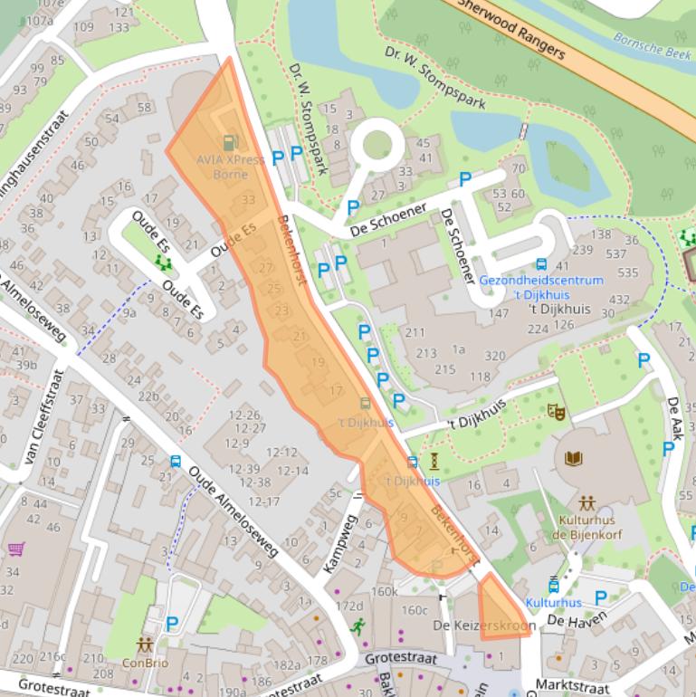 Kaart van postcodegebied 7622CJ.