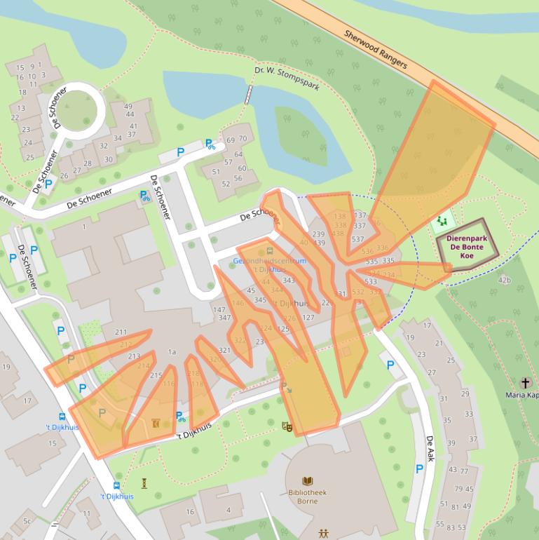 Kaart van postcodegebied 7622CN.