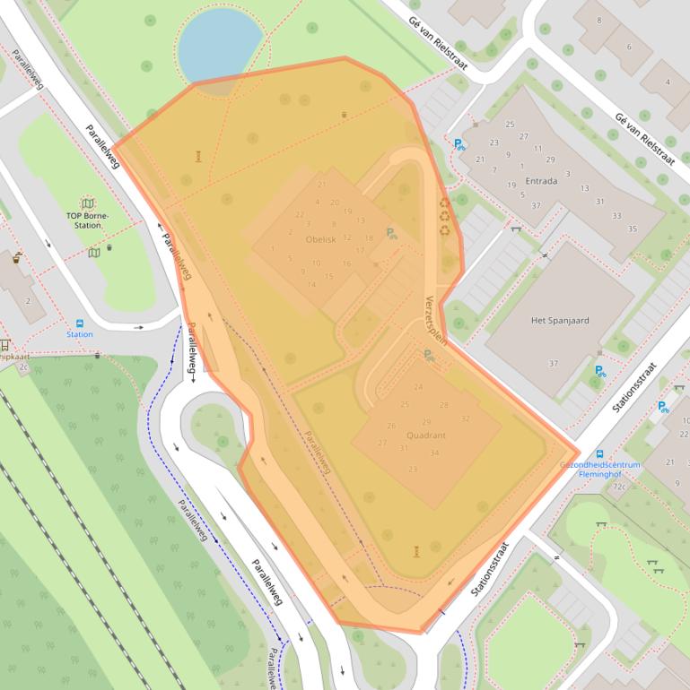 Kaart van postcodegebied 7622DX.