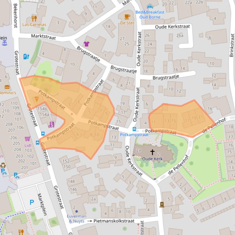 Kaart van postcodegebied 7622EM.
