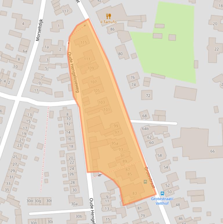 Kaart van postcodegebied 7622GC.