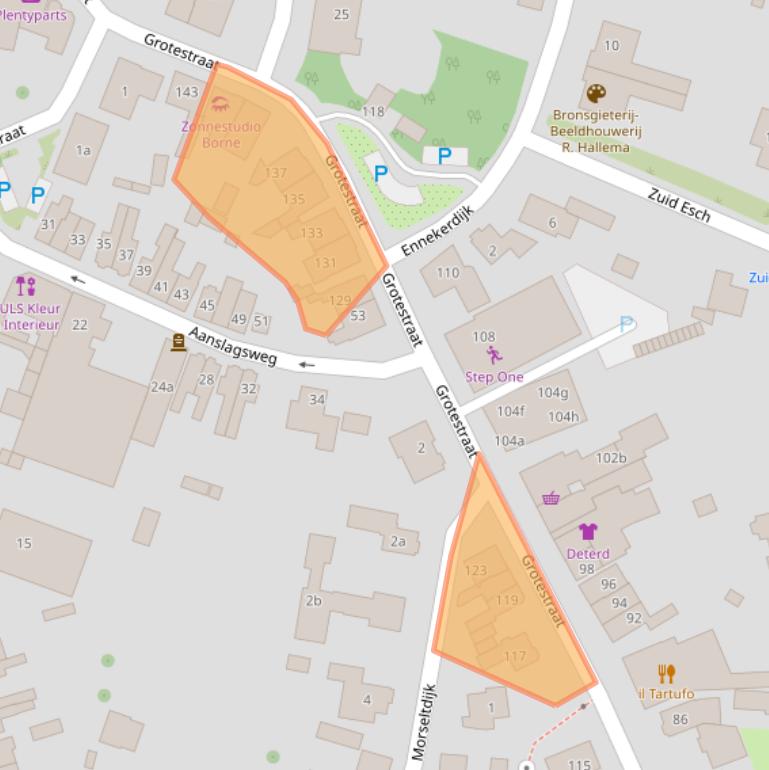 Kaart van postcodegebied 7622GD.