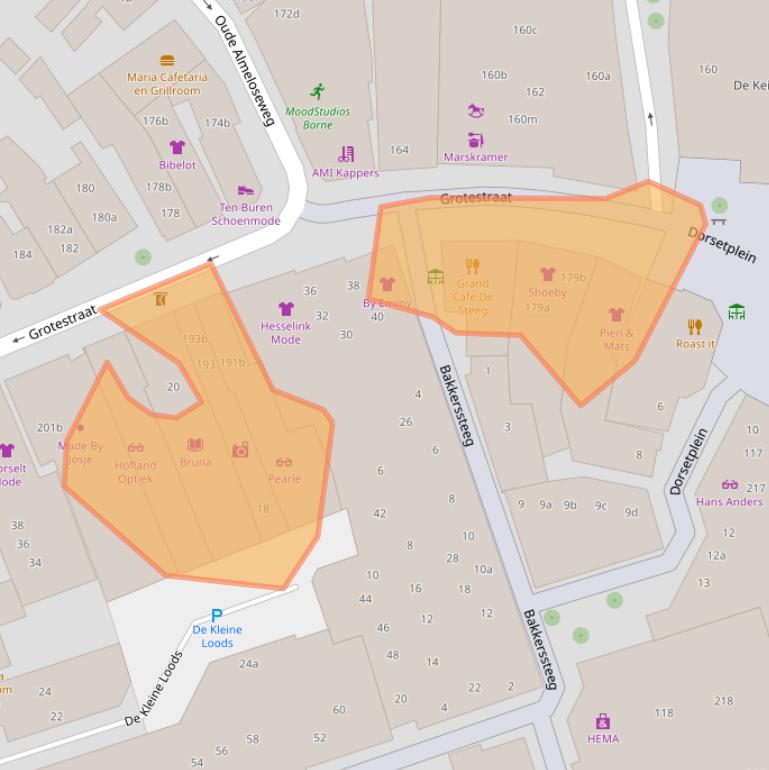 Kaart van postcodegebied 7622GG.