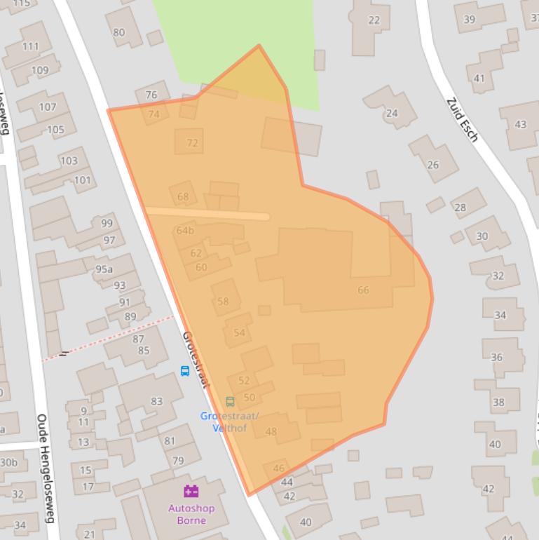 Kaart van postcodegebied 7622GM.