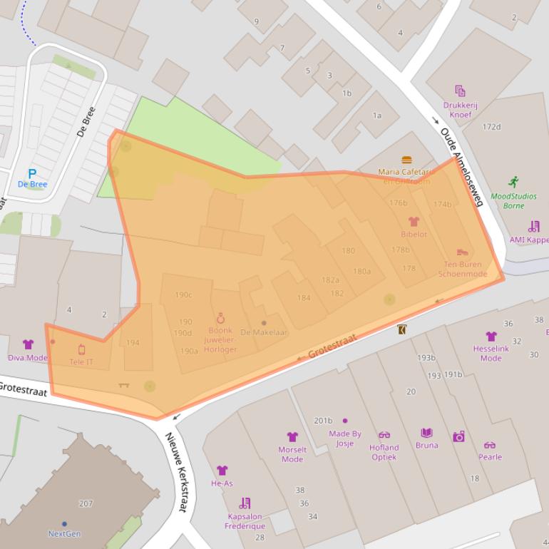 Kaart van postcodegebied 7622GS.