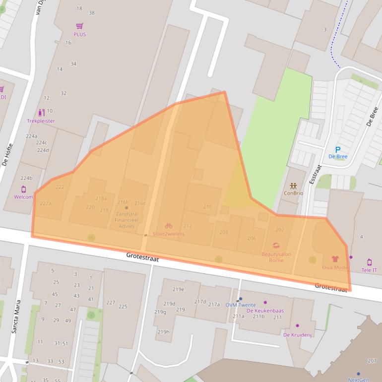 Kaart van postcodegebied 7622GT.