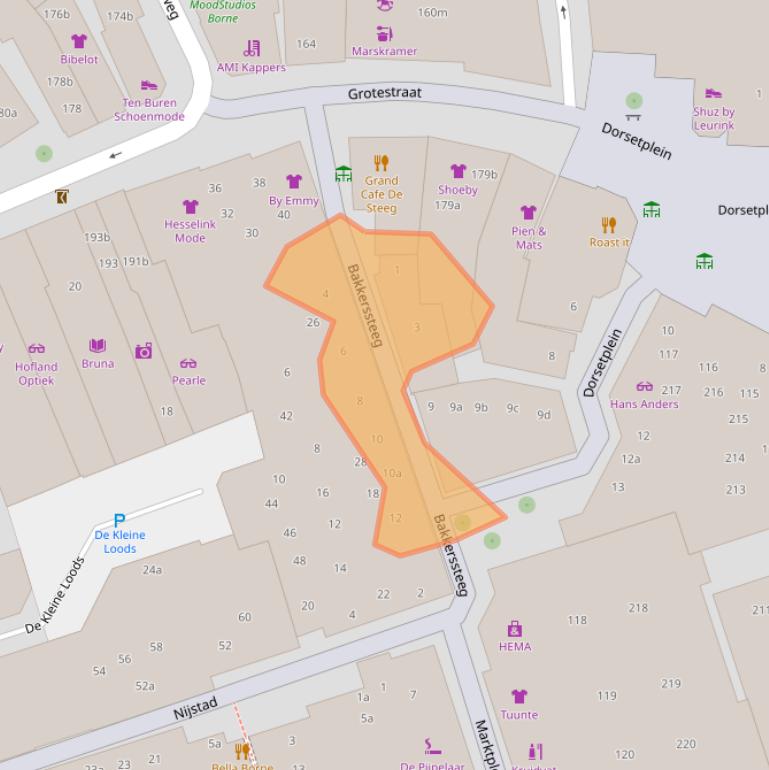 Kaart van postcodegebied 7622GX.