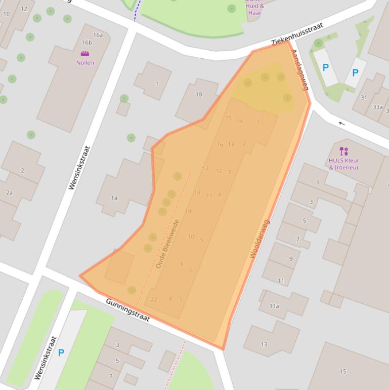 Kaart van postcodegebied 7622JA.