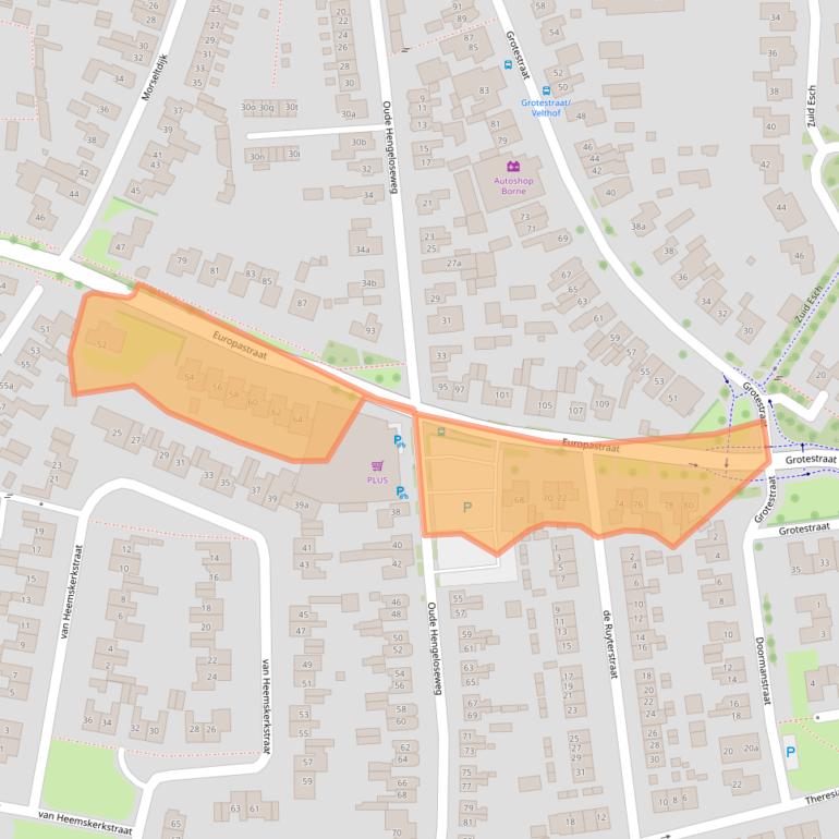 Kaart van postcodegebied 7622KH.