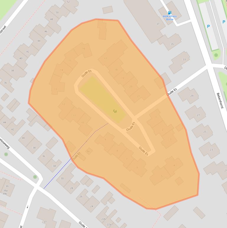 Kaart van postcodegebied 7622TA.