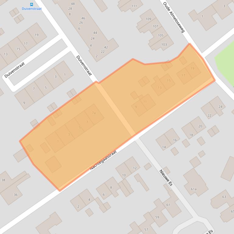 Kaart van postcodegebied 7622TK.