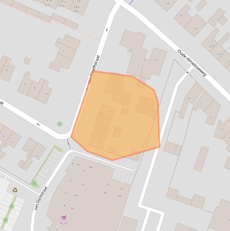 Kaart van postcodegebied 7622TW.