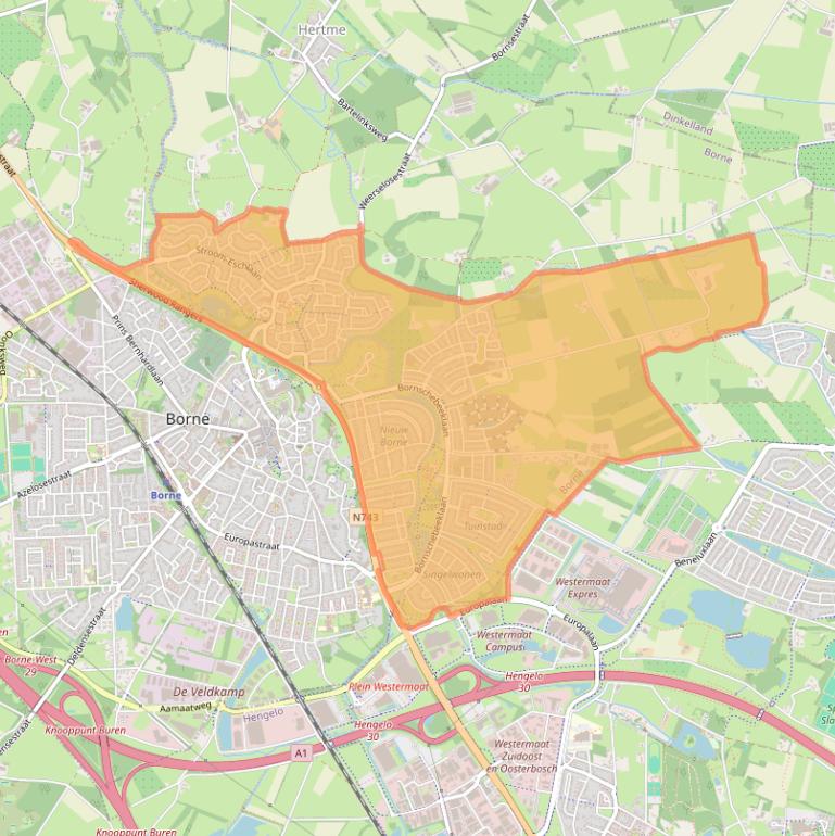 Kaart van postcodegebied 7623.