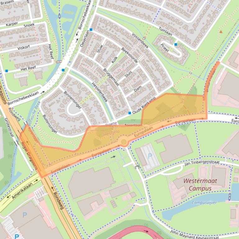 Kaart van postcodegebied 7623AB.