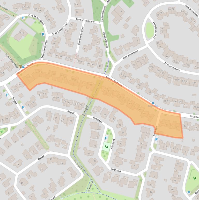 Kaart van postcodegebied 7623CW.