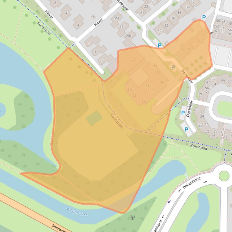 Kaart van postcodegebied 7623DX.