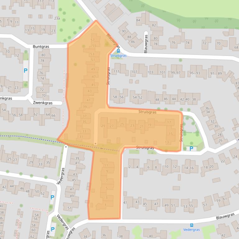 Kaart van postcodegebied 7623GB.