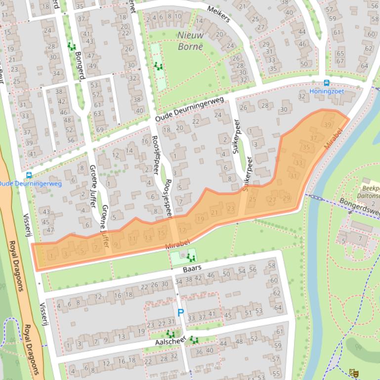 Kaart van postcodegebied 7623KD.