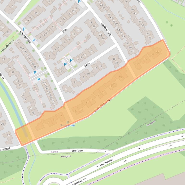 Kaart van postcodegebied 7623MP.