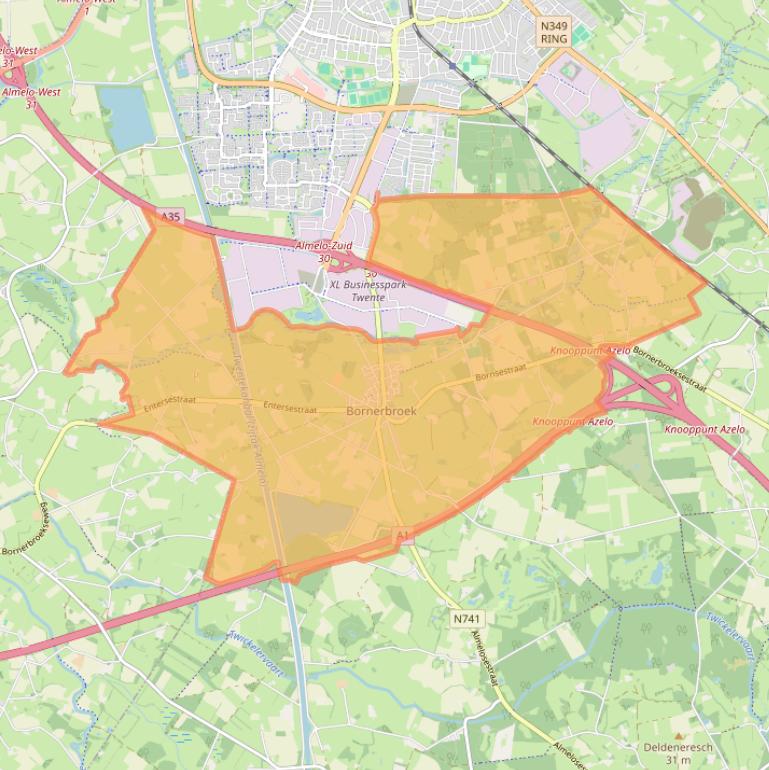 Kaart van postcodegebied 7627.