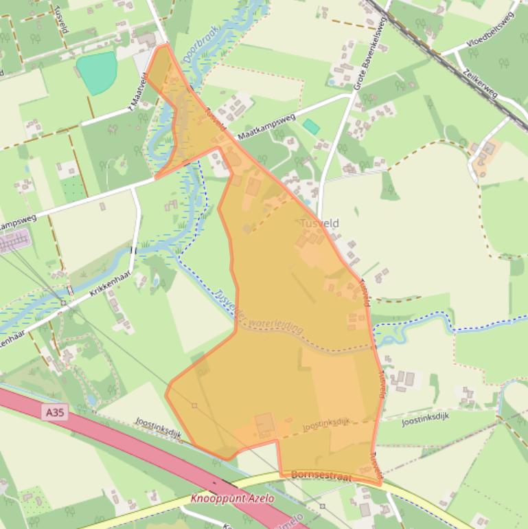 Kaart van postcodegebied 7627NV.