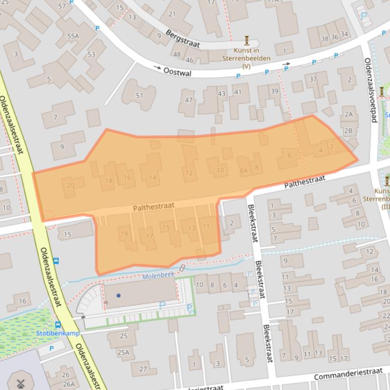 Kaart van postcodegebied 7631EP.