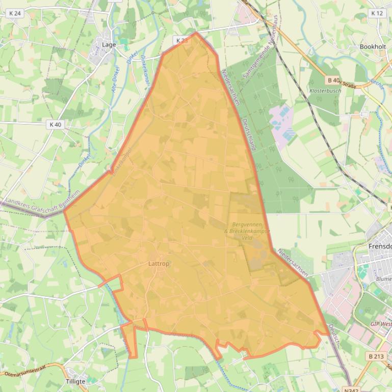 Kaart van postcodegebied 7635.