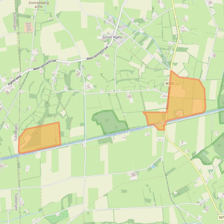 Kaart van postcodegebied 7636PC.
