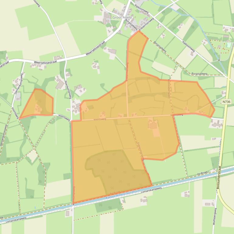 Kaart van postcodegebied 7636PR.