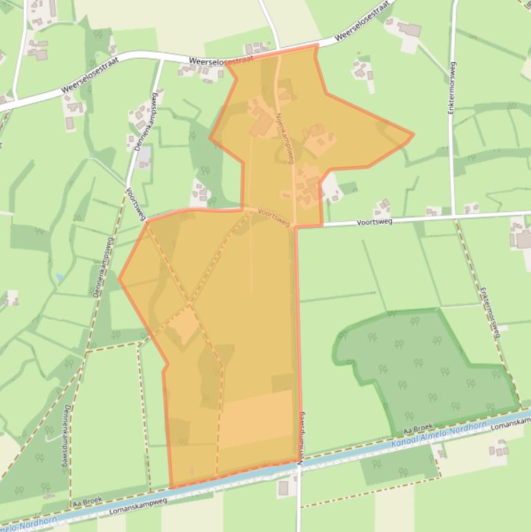 Kaart van postcodegebied 7636RG.