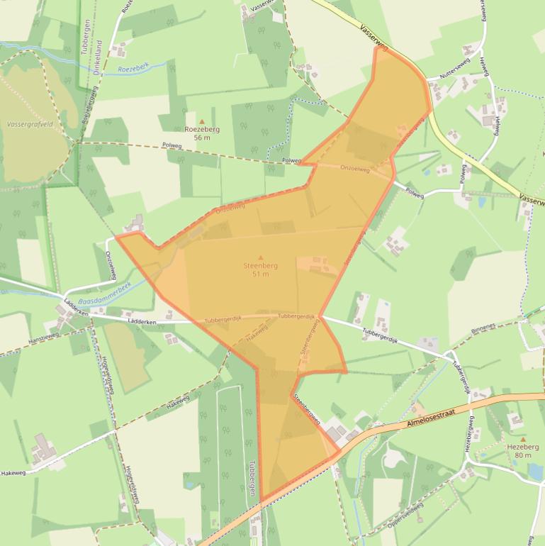 Kaart van postcodegebied 7638PH.