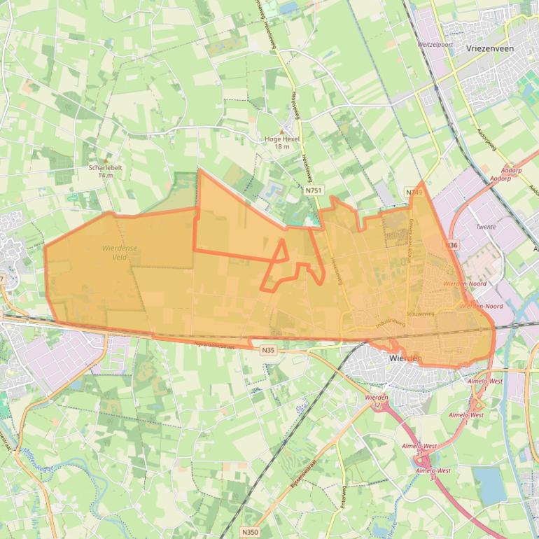 Kaart van postcodegebied 7641.