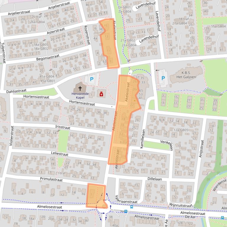 Kaart van postcodegebied 7641CS.