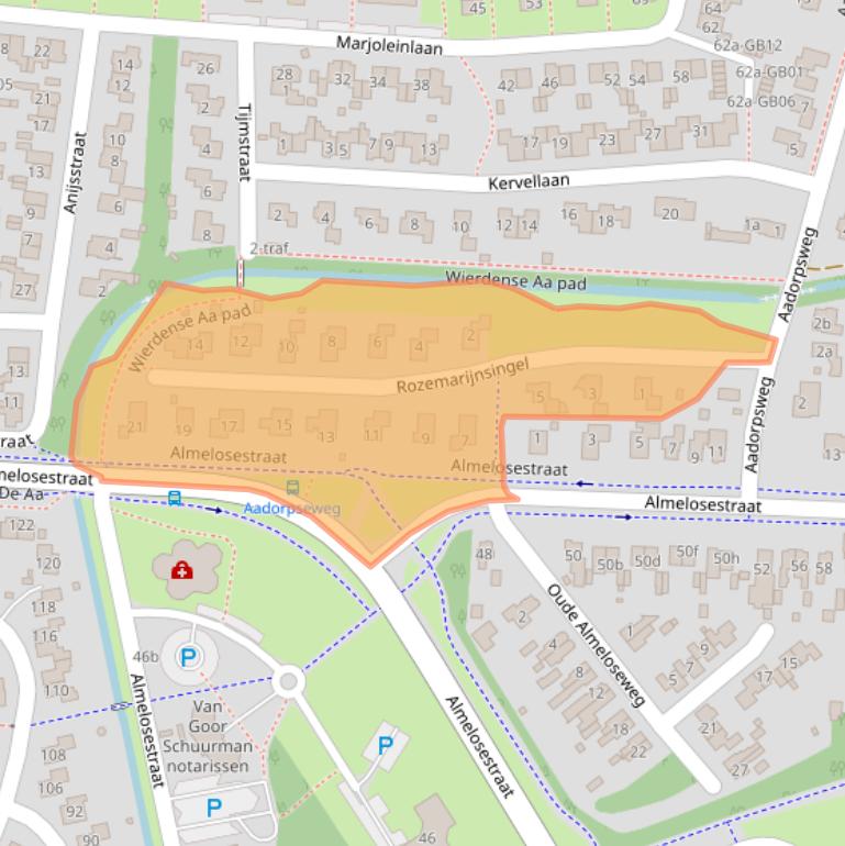 Kaart van postcodegebied 7641ED.