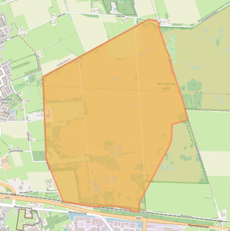 Kaart van postcodegebied 7641RJ.