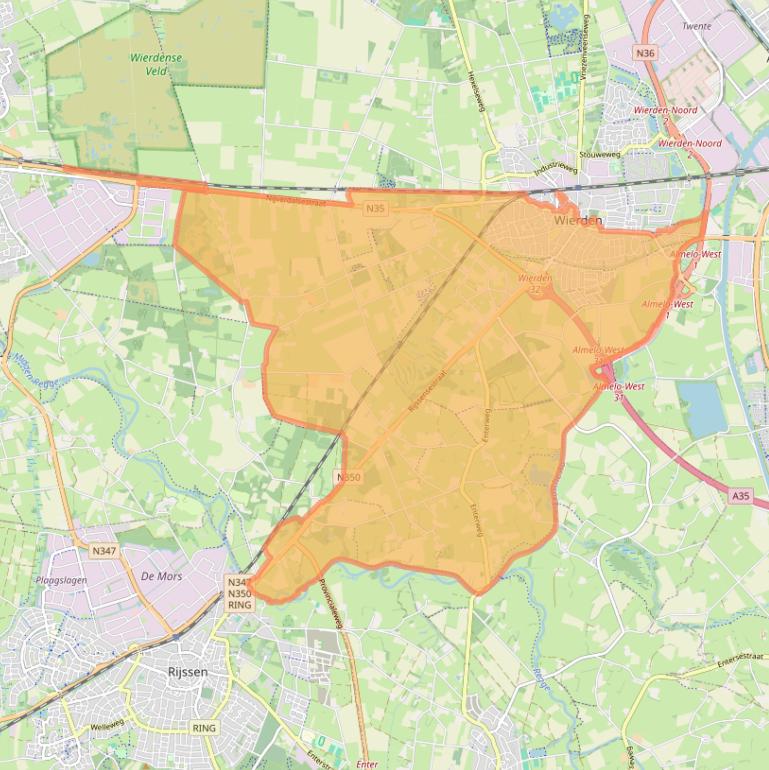 Kaart van postcodegebied 7642.