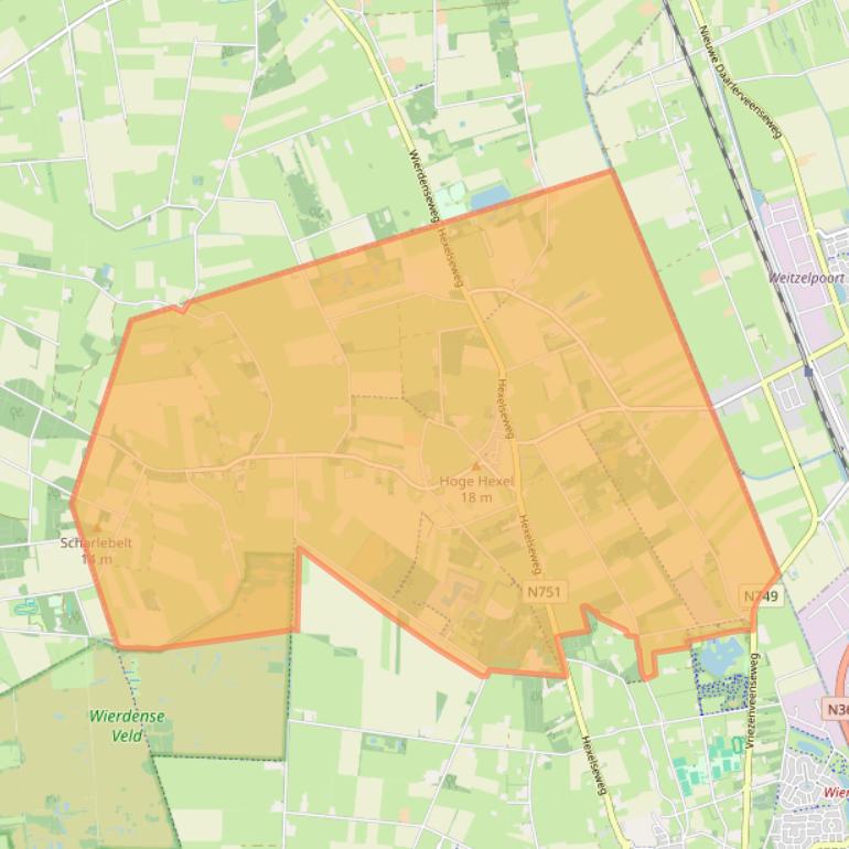 Kaart van postcodegebied 7645.