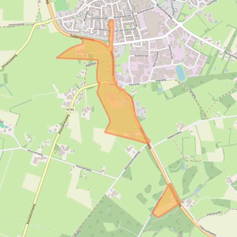 Kaart van postcodegebied 7651KC.