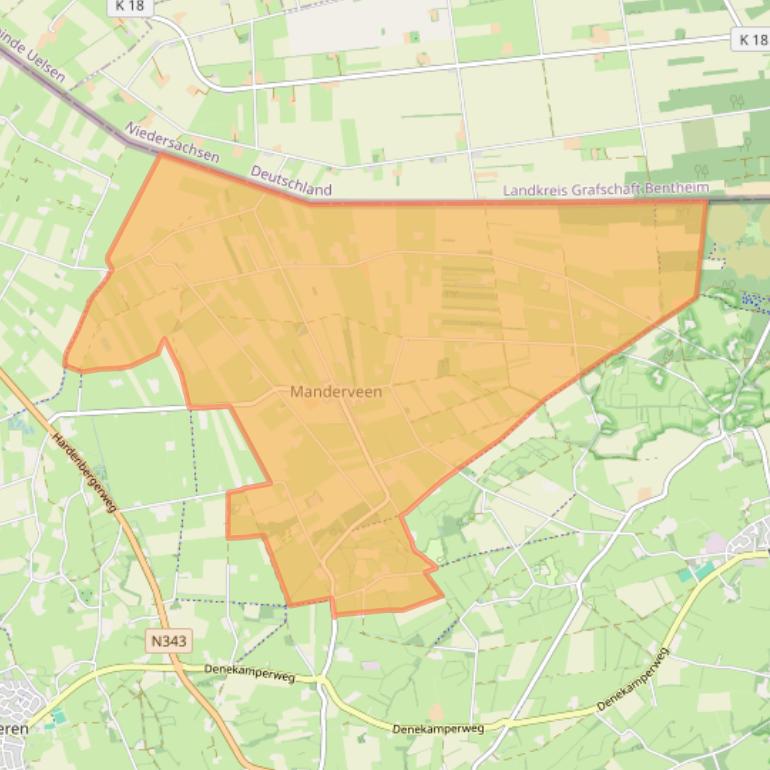 Kaartafbeelding, ingezoomd op postcodegebied 7664.