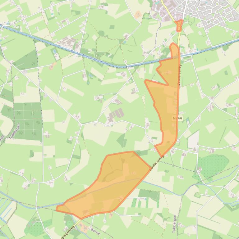 Kaart van postcodegebied 7665TN.