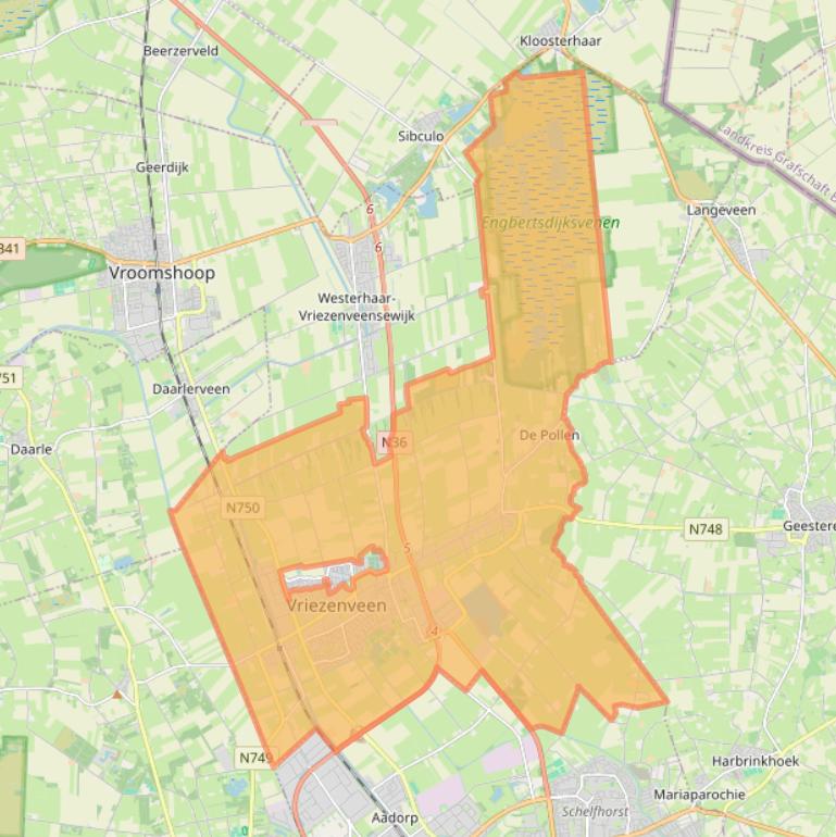 Kaart van postcodegebied 7671.