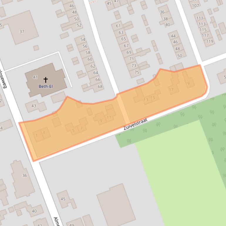 Kaart van postcodegebied 7671BX.