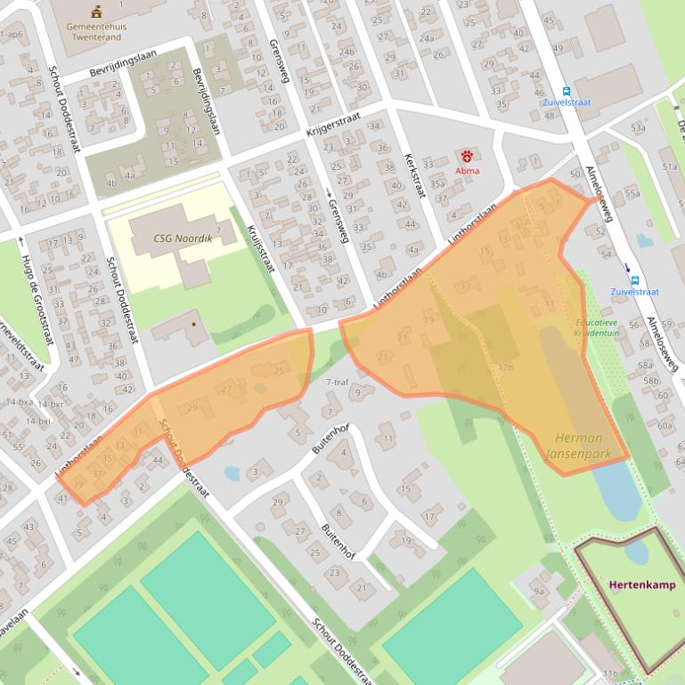 Kaart van postcodegebied 7671GV.