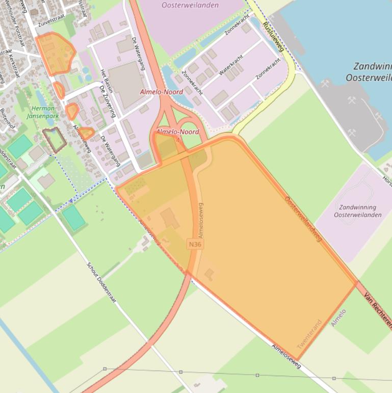 Kaart van postcodegebied 7671RC.