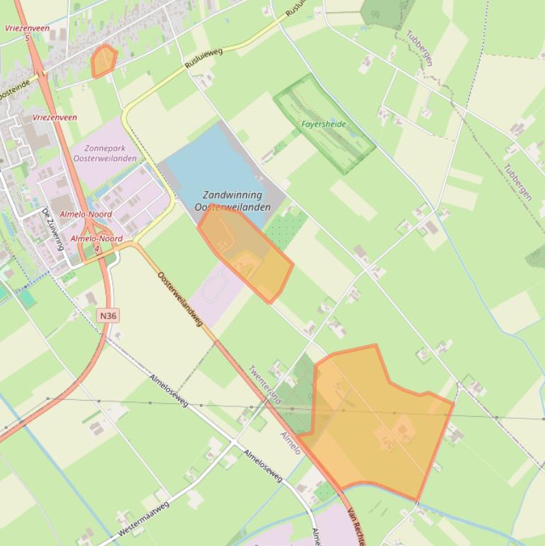 Kaart van postcodegebied 7671RJ.