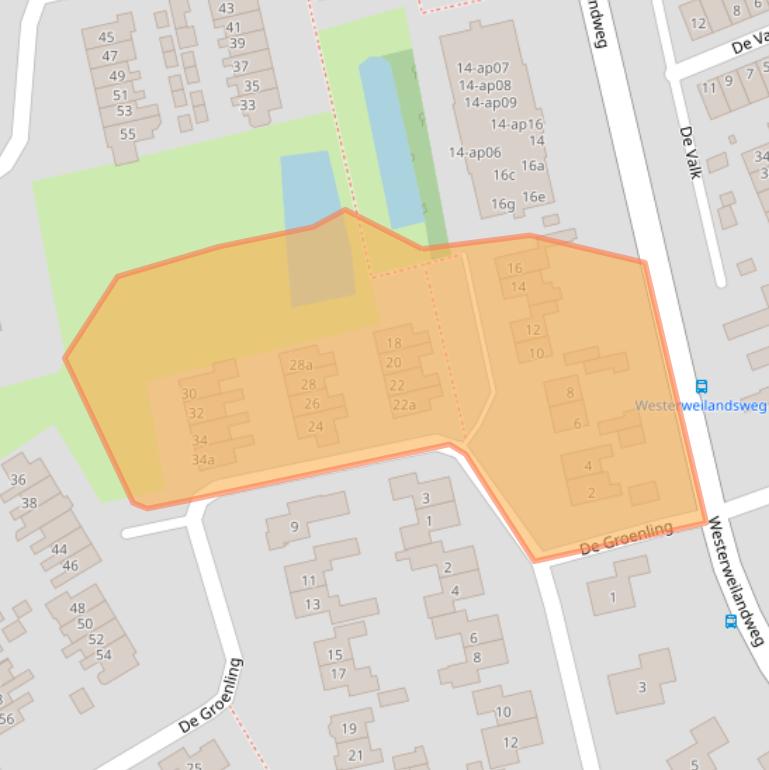 Kaart van postcodegebied 7671VK.