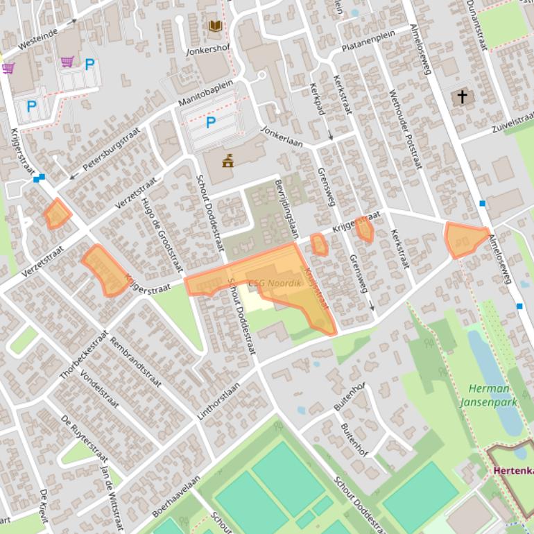 Kaart van postcodegebied 7671XW.