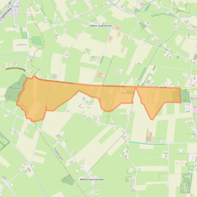 Kaart van postcodegebied 7678VB.