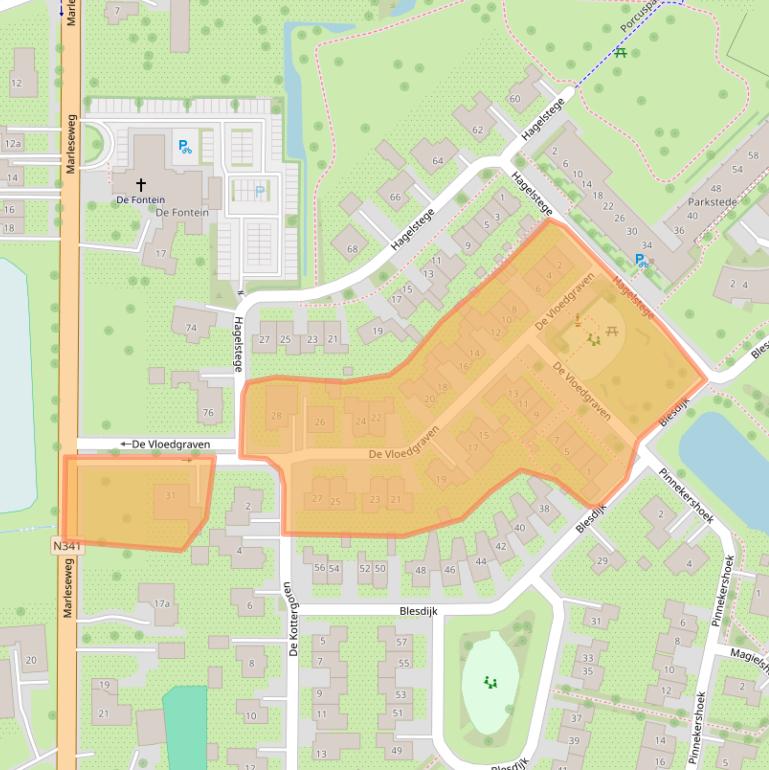 Kaart van postcodegebied 7683CJ.